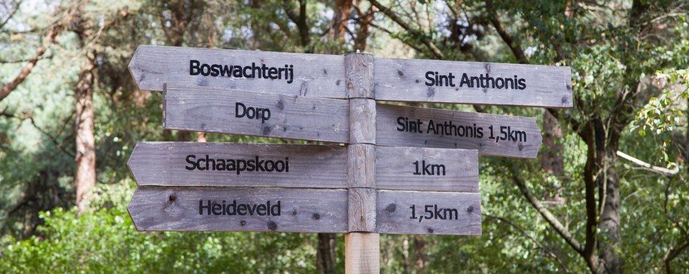 Bordje bewegwijzering bossen